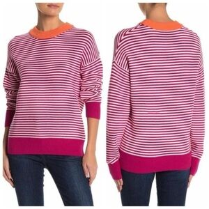 ELODIE Striped Pink and Orange Women's Sweater size S Oversized